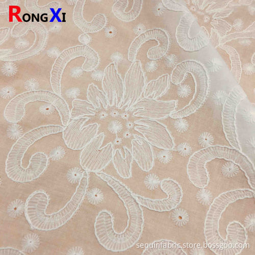 Cotton Eyelet Fabric Embroidered Fabric with Fishing Line